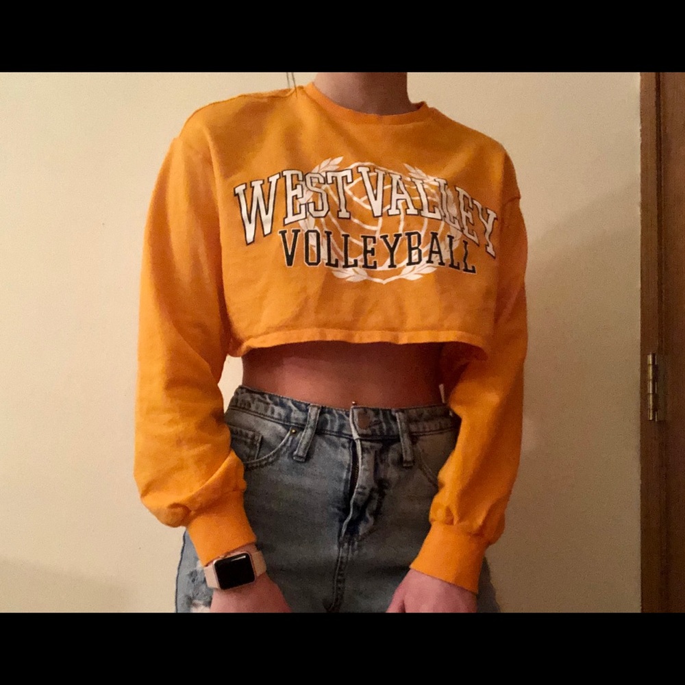 cropped yellow long sleeve